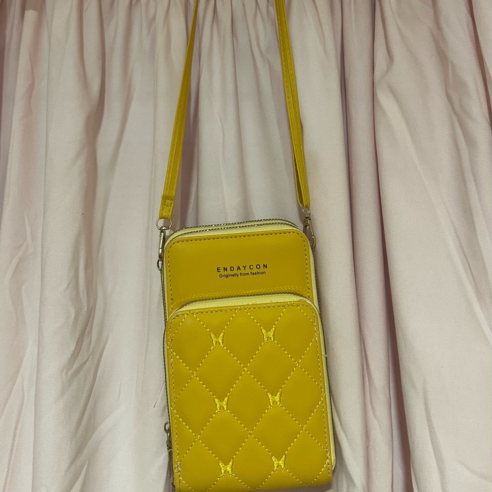 Yellow Quilted Crossbody Bag